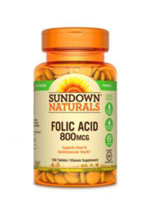 Acido folico 800mcg sundown natural 100 tabletas